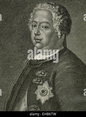 Frederick William I (1688-1740). Re di Prussia ed elettore di Brandeburgo. Incisione. Xix secolo. Foto Stock