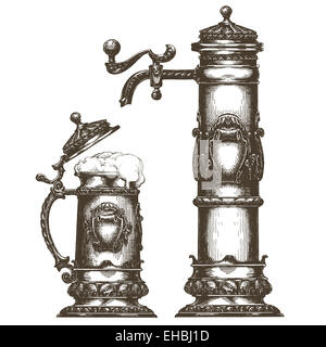 Vettore di birra logo design modello. pub o alcool bere icona. Foto Stock