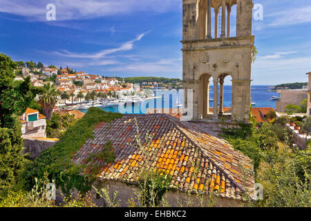 Città di Hvar old Harbour View Foto Stock