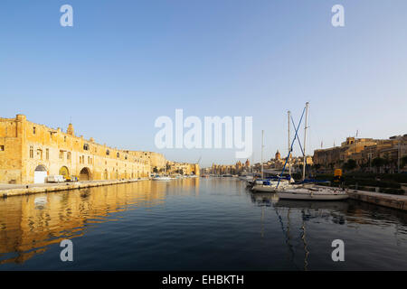 L' Europa mediterranea, Malta, Le Tre Città, Senglea (L-Isla), il Grand Harbour Marina Foto Stock