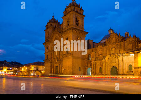 La Compania de Jesus, chiesa, Plaza de Armas, Cusco, Provincia di Urubamba, Perù Foto Stock