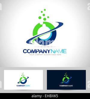 Cerchio Logo Design con oscillante blu e verde sono i colori. Creative lettera O Logo. Foto Stock