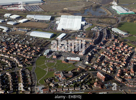 Vista aerea di Grimethorpe village vicino a Barnsley, South Yorkshire, Regno Unito Foto Stock