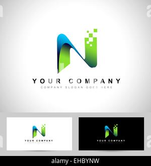 Abstract lettera N logo design con business card template Foto Stock