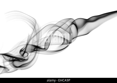 Abstract di nero sbuffo di fumo su sfondo bianco Foto Stock