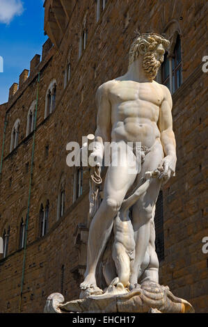 Firenze, la Fontana di Nettuno, la piazza della Signoria, Piazza della Signoria, Toscana, Italia Foto Stock