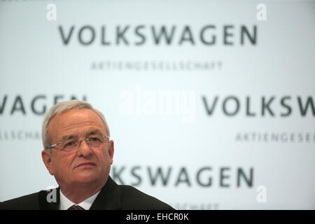 Berlino, Germania. Xii Mar, 2015. Chief Executive Officer della Volkswagen AG, Martin Winterkorn, durante l'equilibrio conferenza stampa a Berlino, Germania, 12 marzo 2015. Foto: KAY NIETFELD/dpa/Alamy Live News Foto Stock