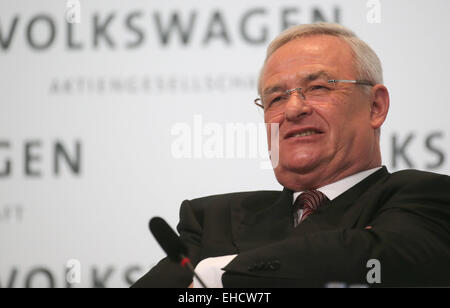 Berlino, Germania. Xii Mar, 2015. Chief Executive Officer della Volkswagen AG, Martin Winterkorn, durante l'equilibrio conferenza stampa a Berlino, Germania, 12 marzo 2015. Foto: KAY NIETFELD/dpa/Alamy Live News Foto Stock