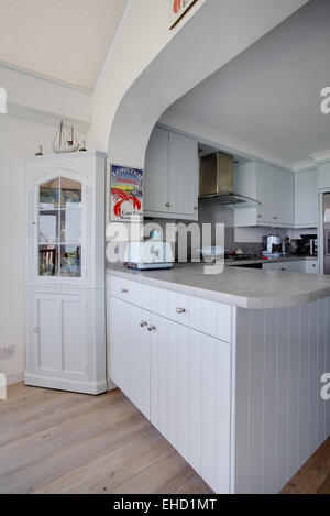 Un uovo di anatra blu in stile marittimo cucina di una casa nel Regno Unito. Foto Stock