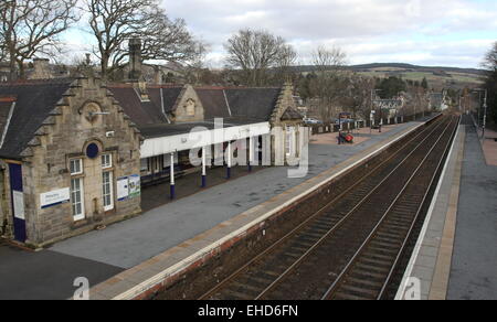 Pitlochry stazione ferroviaria scozia marzo 2015 Foto Stock