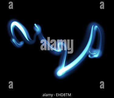 Blu brillante liscia ondulata linee neon Foto Stock