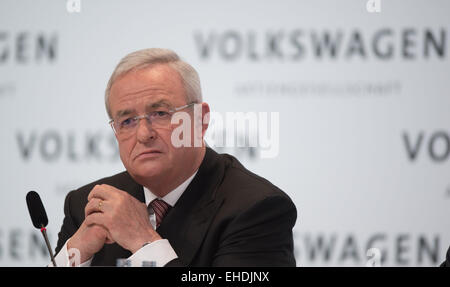 Berlino, Germania. Xii Mar, 2015. Chief Executive Officer della Volkswagen AG, Martin Winterkorn, durante l'equilibrio conferenza stampa a Berlino, Germania, 12 marzo 2015. Foto: JOCHEN LUEBKE/dpa/Alamy Live News Foto Stock