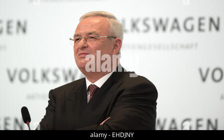 Berlino, Germania. Xii Mar, 2015. Chief Executive Officer della Volkswagen AG, Martin Winterkorn, durante l'equilibrio conferenza stampa a Berlino, Germania, 12 marzo 2015. Foto: JOCHEN LUEBKE/dpa/Alamy Live News Foto Stock