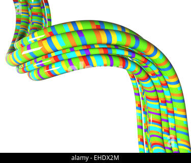 Cavi con strisce colorate sul bianco Foto Stock