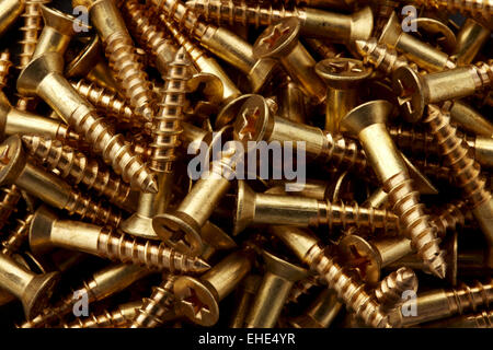 Immagine ravvicinata di viti per il legno Foto Stock