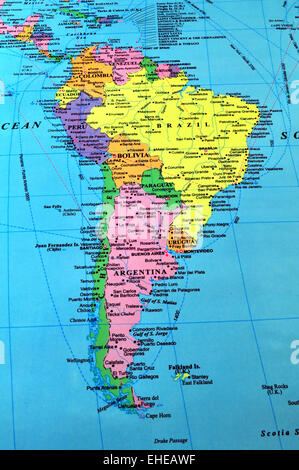 Sud America mappa. Foto Stock