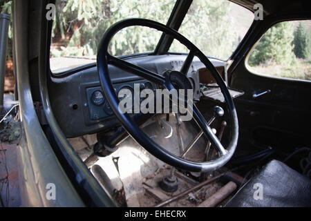 Vecchio all'interno del carrello Foto Stock