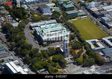 National War Memorial e ex NZ Dominion edificio del museo, Wellington, Isola del nord, Nuova Zelanda - aerial Foto Stock