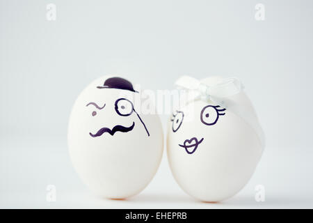 Funny uova con superfici verniciate Foto Stock