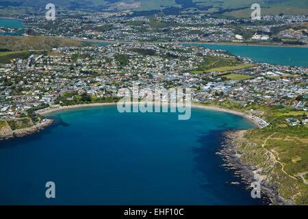 Titahi Bay, Porirua, Wellington, Isola del nord, Nuova Zelanda - aerial Foto Stock