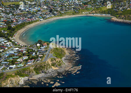 Titahi Bay, Porirua, Wellington, Isola del nord, Nuova Zelanda - aerial Foto Stock