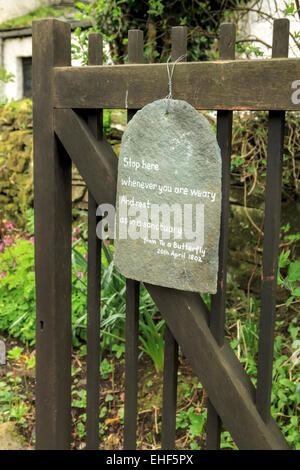 Vista sulla poesia presso Dove Cottage, una volta casa del poeta William Wordsworth, Grasmere, Lake District Cumbria, England, Regno Unito Foto Stock