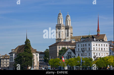 Vista la Grossmunster Foto Stock