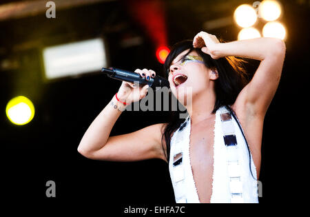 Lily Allen live at Bestival sull'Isola di Wight 2009. Foto Stock