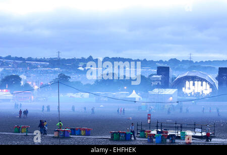 L'altro stadio a Glastonbury all'alba. Foto Stock