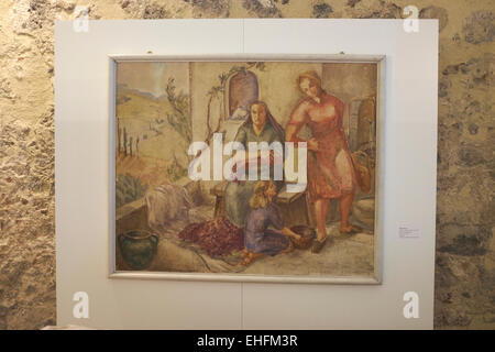 Artisti di Sicilia mostra d'arte, galleria presso il Castello Ursino, Catania, Sicilia, Italia. Turismo italiano, viaggi e vacanze Destin Foto Stock