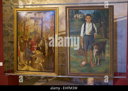 Artisti di Sicilia mostra d'arte, galleria presso il Castello Ursino, Catania, Sicilia, Italia. Turismo italiano, viaggi e vacanze Destin Foto Stock