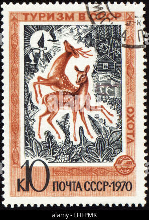 Unione Sovietica - circa 1970: timbro stampato in URSS Foto Stock