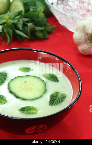 Asian ghiacciato zuppa di cetrioli con yogurt Foto Stock