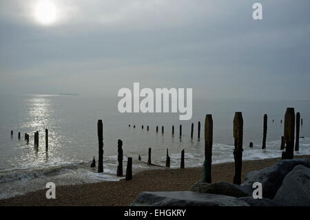 Pennelli in legno Bawdsey Ferry Suffolk REGNO UNITO Foto Stock