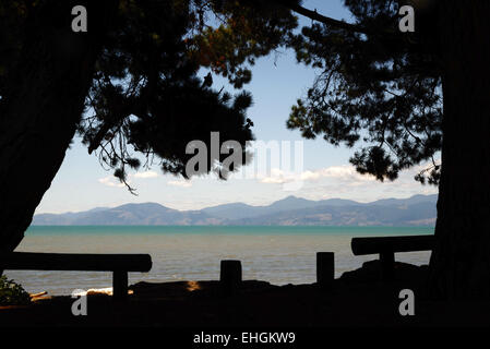 Il telaio di un giorno d'estate al Ruby Bay area pic-nic nei pressi di Nelson nell'Isola del Sud della Nuova Zelanda Foto Stock