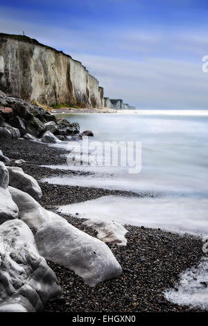 Chalk scogliere di Ault, Piccardia, Francia Foto Stock