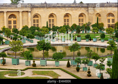Chateau Versailles giardino e parco aranciera Ile der Francia Europa Foto Stock