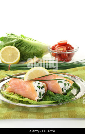 involtini di salmone Foto Stock