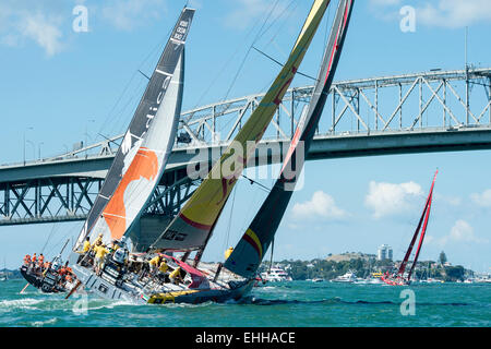 Auckland, Nuova Zelanda. Xiv Mar, 2015. Volvo Ocean Race, NZ Herald nella gara di porto di Auckland. Alvimedica e Abu Dhabi Racing. 14/3/2015 Credit: Chris Cameron/Alamy Live News Foto Stock