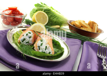 involtini di salmone Foto Stock