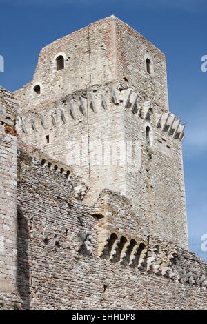 Torre della Rocca Maggiore di Assisi Foto Stock