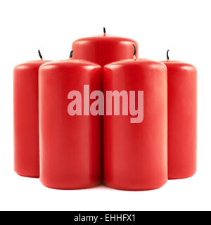 5 candela rossa composizione isolata Foto Stock