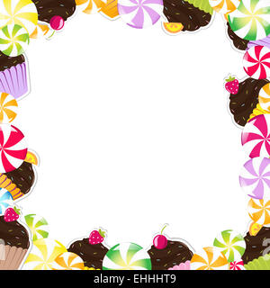 Telaio di compleanno con Cupcake Foto Stock