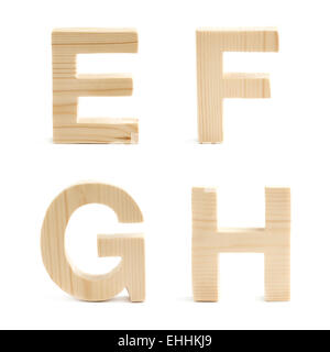 Blocco di legno letter set isolato Foto Stock