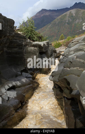 Un fiume nella Valle dei Diecimila Fumi, Katmai National Park, Alaska Foto Stock