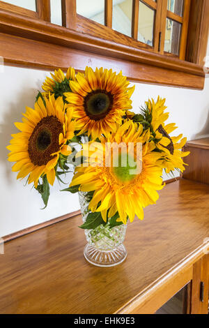 Una miscela di tipi diversi di girasoli in un bel bouquet di autunno. Foto Stock