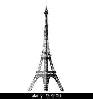 Viaggio. Parigi, Francia, Torre Eiffel, su uno sfondo bianco. schizzo Foto Stock