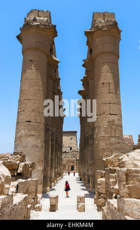 Colonnato di Amenofi III, Tempio di Luxor, Luxor, la Valle del Nilo, Egitto Foto Stock