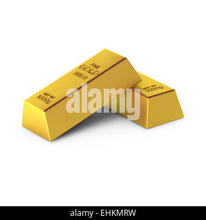 3D render di due barre di oro Foto Stock