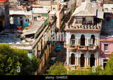 Paesaggio urbano sul tetto, Havana, Cuba Foto Stock